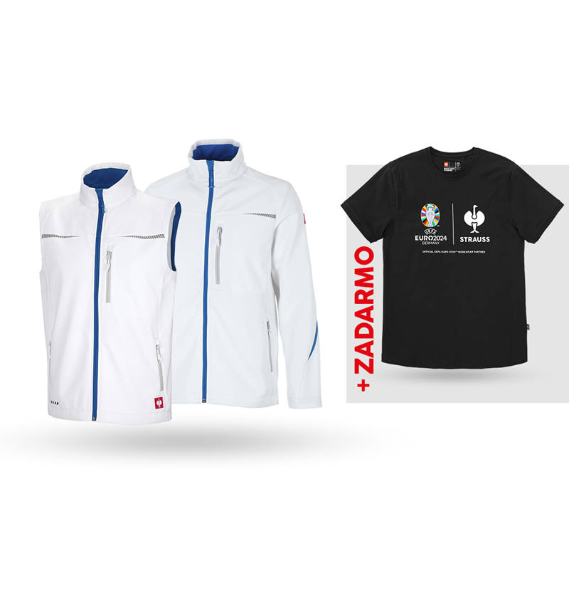Oblečenie: SÚPRAVA: Softsh.bunda+vesta e.s.motion 2020+Tričko + biela/enciánová modrá