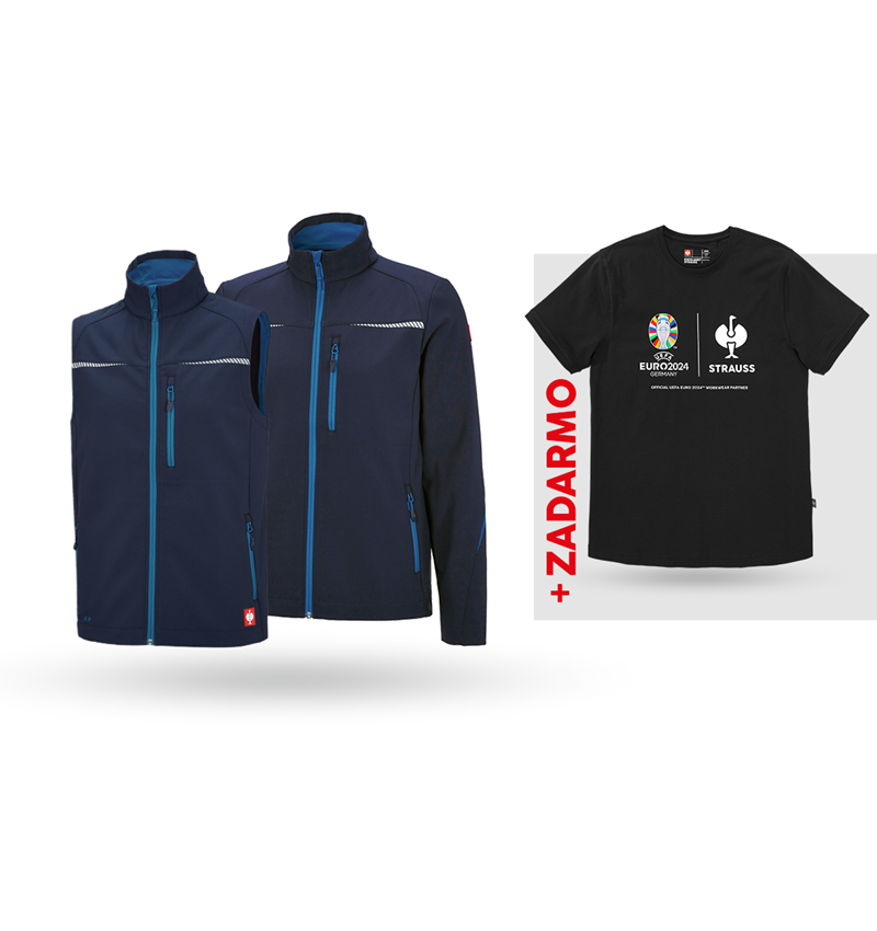 Oblečenie: SÚPRAVA: Softsh.bunda+vesta e.s.motion 2020+Tričko + tmavomodrá/atolová