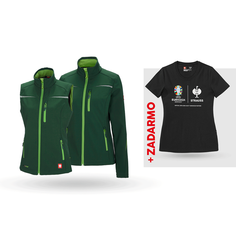 Oblečenie: SÚPRAVA: Softsh.bunda+vesta e.s.motion 2020,dámska + zelená/morská zelená