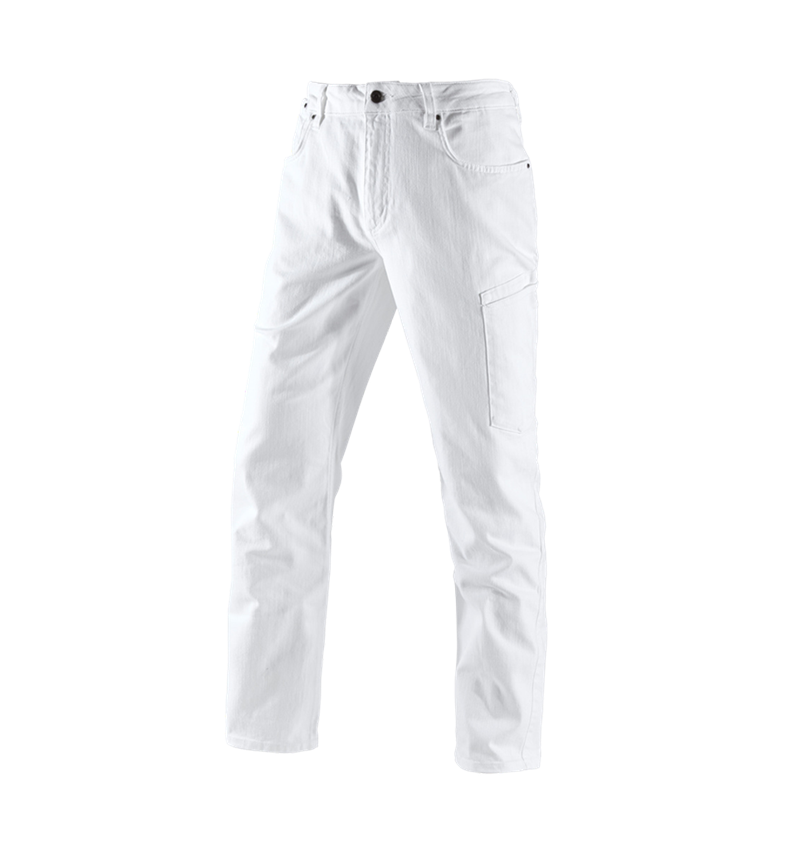 Pracovné nohavice: 7-vreckové džínsy e.s. + biela 2