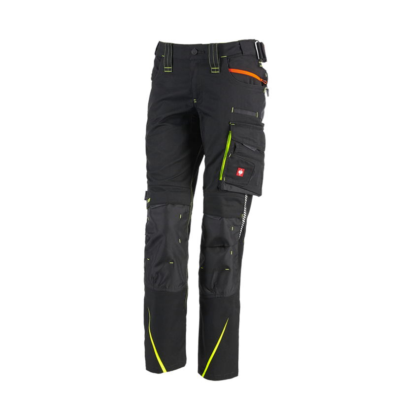Pracovné nohavice: Dámske zimné nohavice e.s.motion 2020 + čierna/výstražná žltá/výstražná oranžová