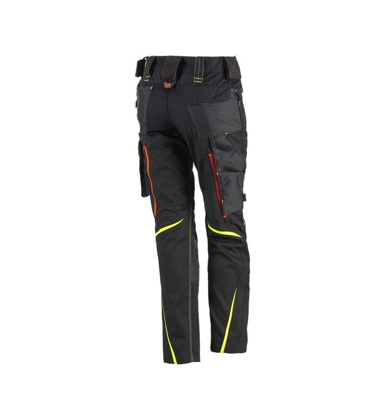 Pracovné nohavice: Dámske zimné nohavice e.s.motion 2020 + čierna/výstražná žltá/výstražná oranžová 1