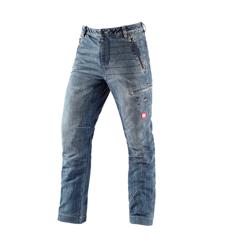 Pracovné nohavice: Lesnícke ochranné džínsy voči prerezaniu e.s. + stonewashed 2