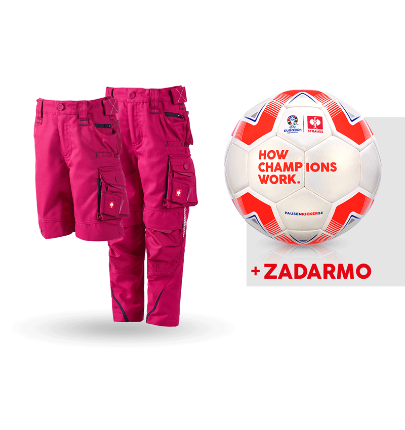 Oblečenie: SÚPR:Nohavice+šortky e.s.motion 2020 detské+lopta + bobuľová/tmavomodrá