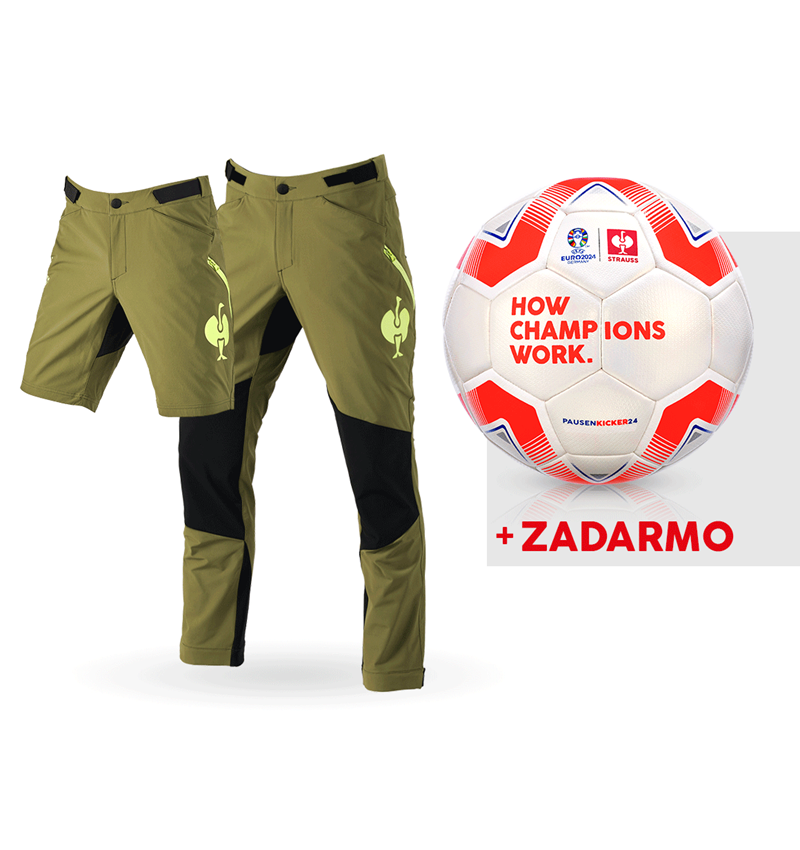 Odevy: SÚPRAVA: Funkčné nohavice e.s.trail+šortky+futbal. + borievkovo zelená/limetkovo zelená