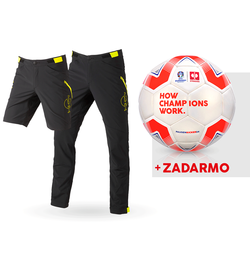 Odevy: SÚPRAVA: Funkčné nohavice e.s.trail+šortky+futbal. + čierna/acidová žltá