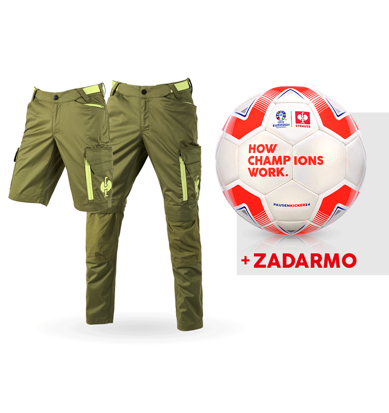 Oblečenie: SÚPRAVA: nohavice e.s.trail +šortky +futbal. lopta + borievkovo zelená/limetkovo zelená