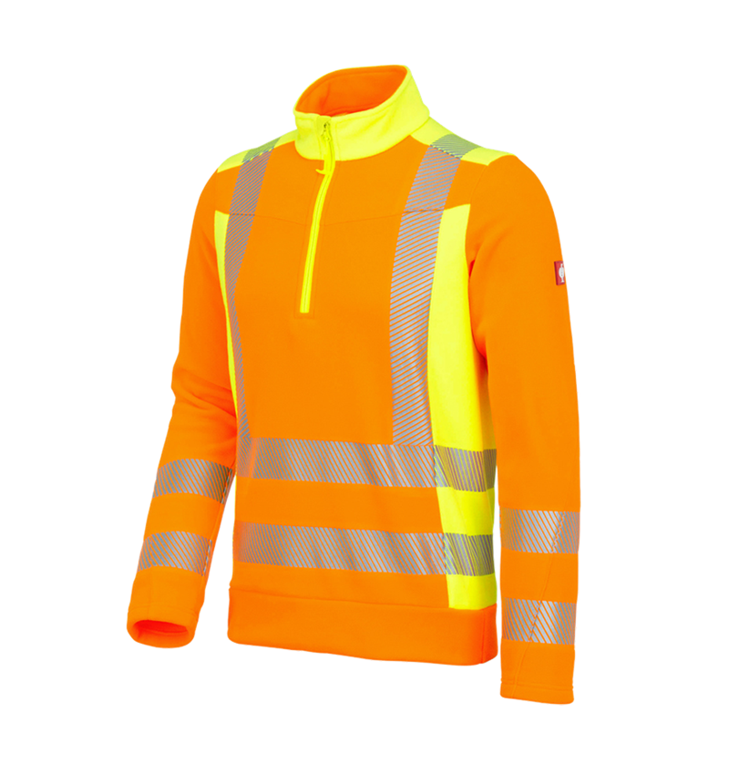 Tričká, pulóvre a košele: Reflexný ochranný flísový sveter e.s.motion 2020 + výstražná oranžová/výstražná žltá 1