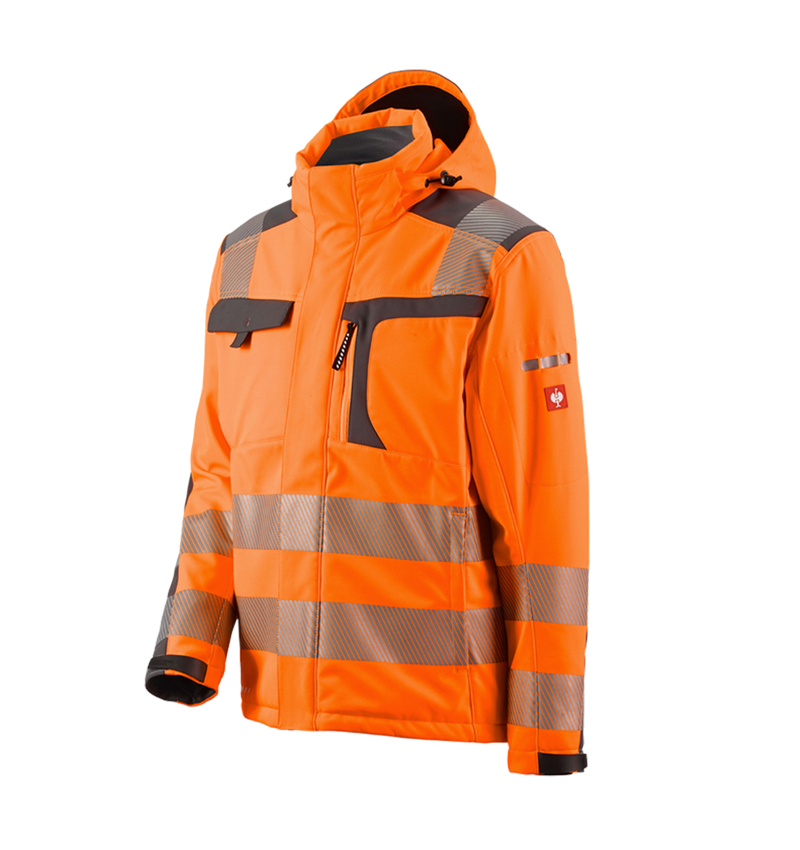 Pracovné bundy: Reflexná ochranná softshellová bunda e.s.motion + výstražná oranžová/antracitová 1