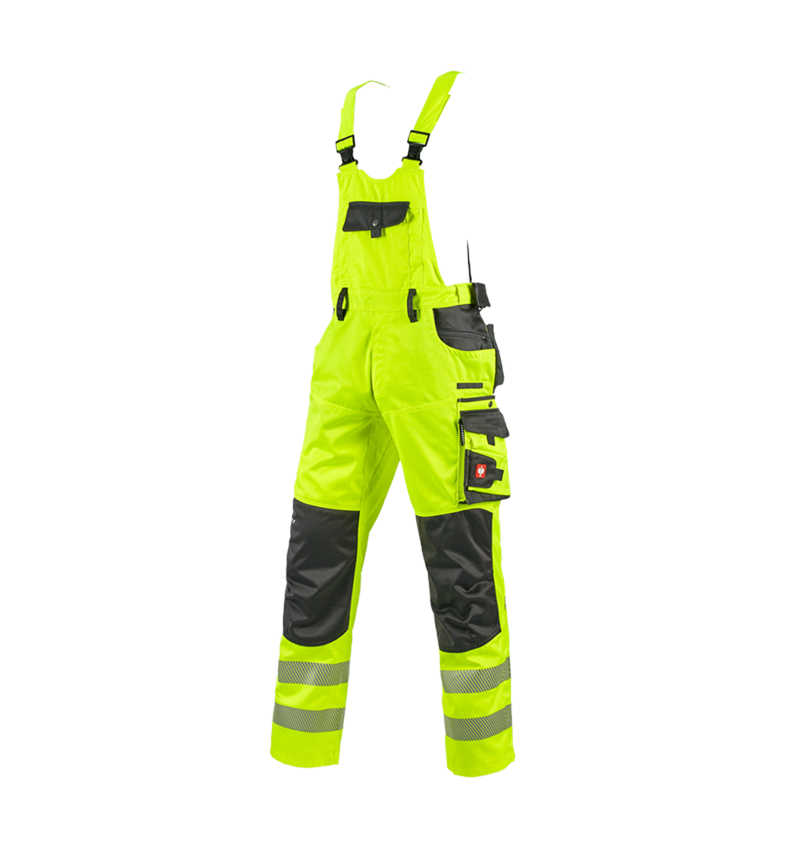 Pracovné nohavice: Reflexné ochranné nohavice s náprsenkou e.s.motion + výstražná žltá/antracitová 2