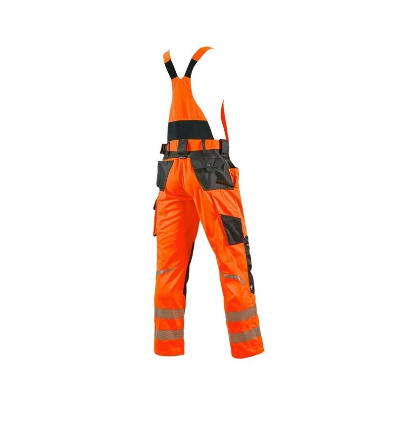 Pracovné nohavice: Reflexné ochranné nohavice s náprsenkou e.s.motion + výstražná oranžová/antracitová 1