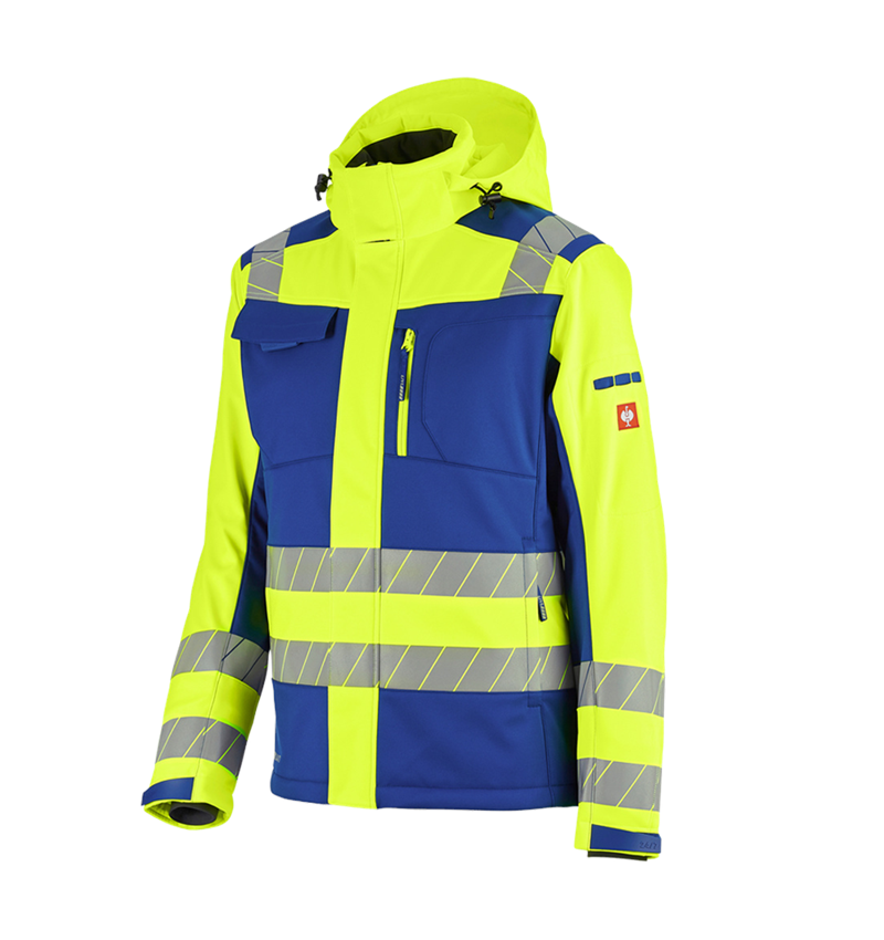 Odevy: Reflexná zimná softshellová bunda e.s.motion 24/7 + nevadzovo modrá/výstražná žltá 3