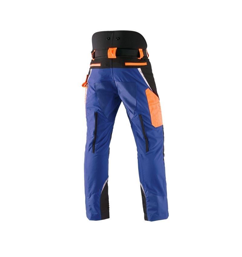 Pracovné nohavice: Lesnícke nohavice, ochr. proti prerezaniu e.s. KWF + nevadzovo modrá/výstražná oranžová 3