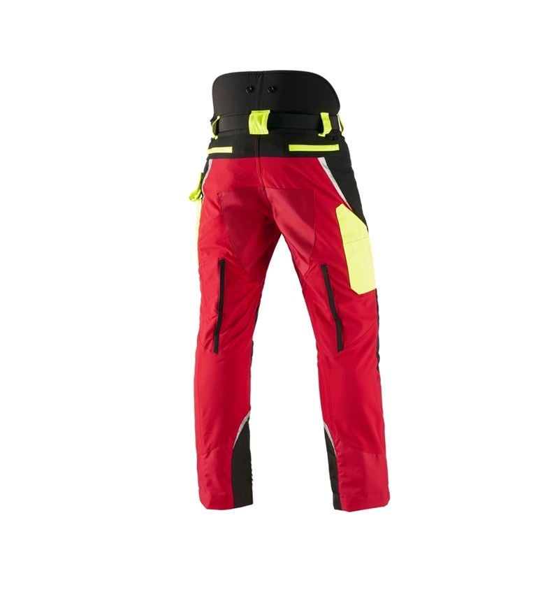 Pracovné nohavice: Lesnícke nohavice, ochr. proti prerezaniu e.s. KWF + červená/výstražná žltá 3