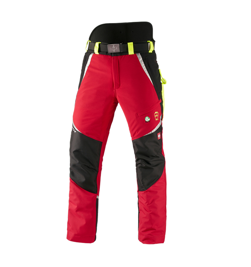 Oblečenie proti porezaniu: Lesnícke nohavice, ochr. proti prerezaniu e.s. KWF + červená/výstražná žltá 2