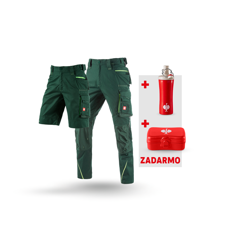 Oblečenie: SÚPRAVA: Nohavice+šortky e.s.motion2020+dóza+fľaša + zelená/morská zelená