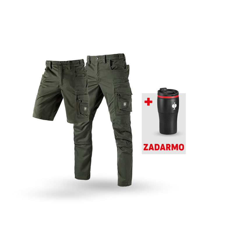 Oblečenie: SÚPRAVA: Nohavice+šortky e.s.motion ten+termopohár + maskáčová zelená