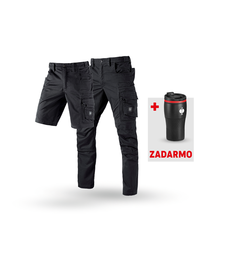 Oblečenie: SÚPRAVA: Nohavice+šortky e.s.motion ten+termopohár + oxidová čierna