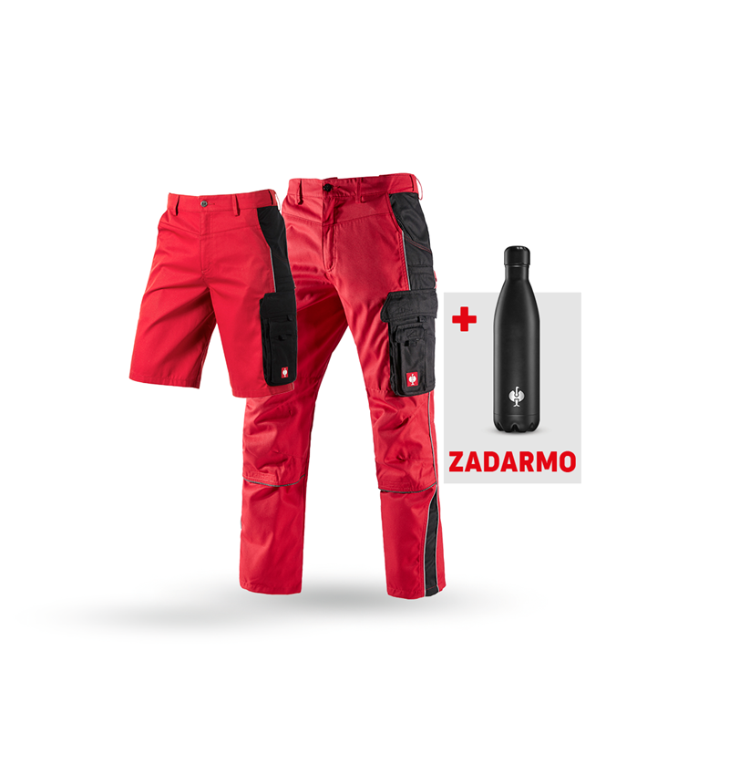 Oblečenie: SÚPRAVA: Nohavice + šortky e.s.active + fľaša + červená/čierna