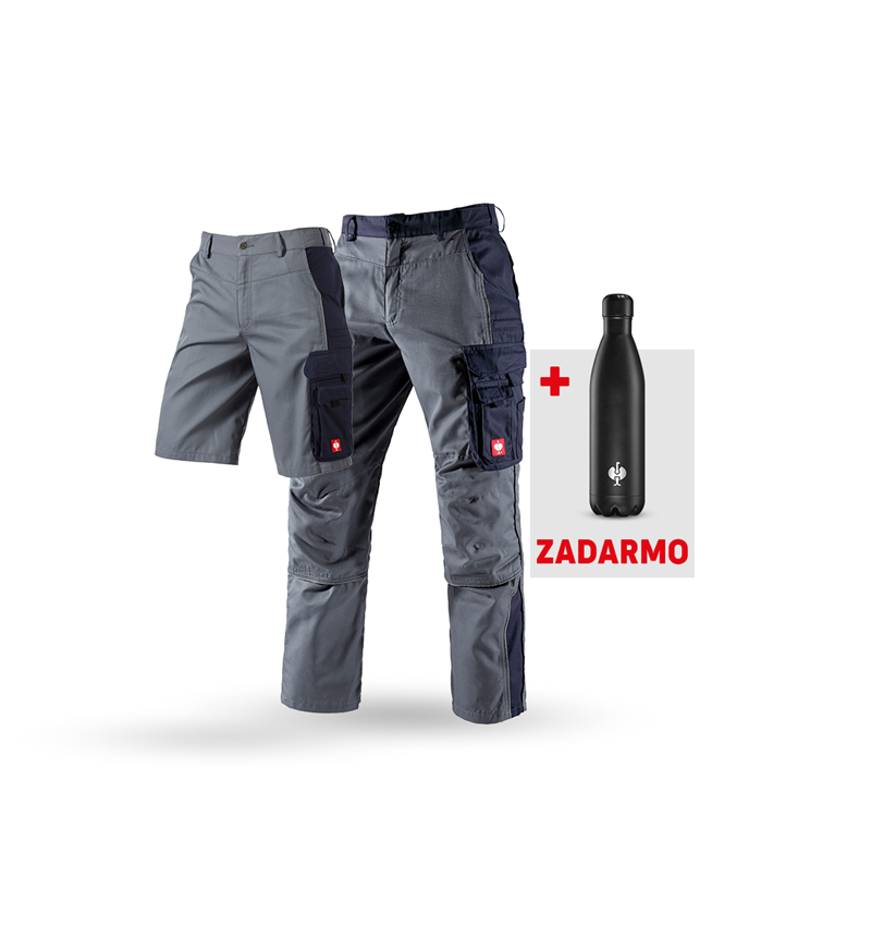 Oblečenie: SÚPRAVA: Nohavice + šortky e.s.active + fľaša + sivá/tmavomodrá