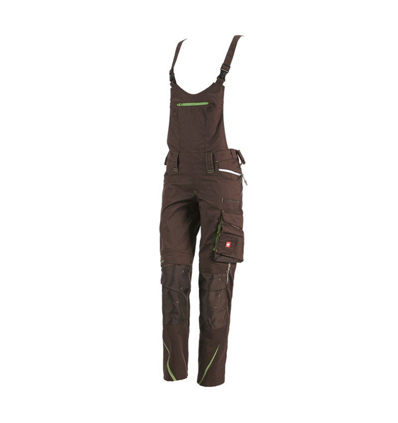 Pracovné nohavice: Dámske nohavice s náprsenkou e.s.motion 2020 + gaštanová/morská zelená 2