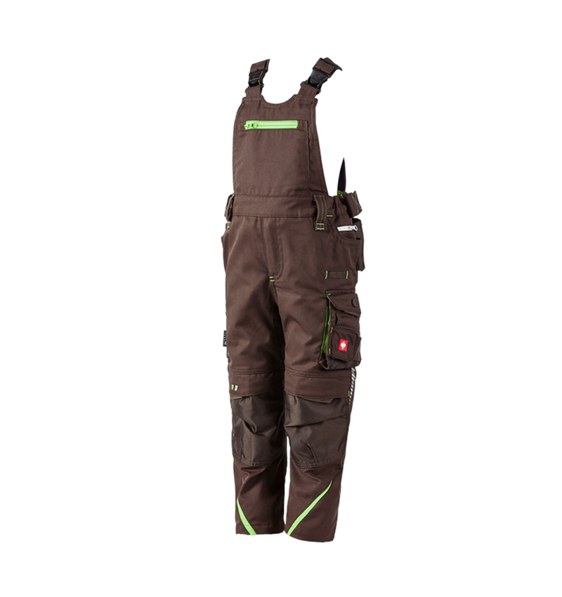 Nohavice: Detské nohavice s náprsenkou e.s.motion 2020 + gaštanová/morská zelená 2