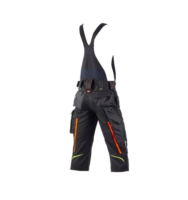 Pracovné nohavice: Pirátske nohavice s náprsenkou e.s.motion 2020 + čierna/výstražná žltá/výstražná oranžová 3