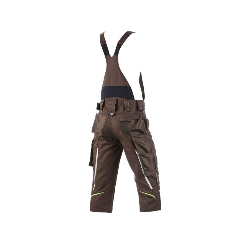 Pracovné nohavice: Pirátske nohavice s náprsenkou e.s.motion 2020 + gaštanová/morská zelená 3