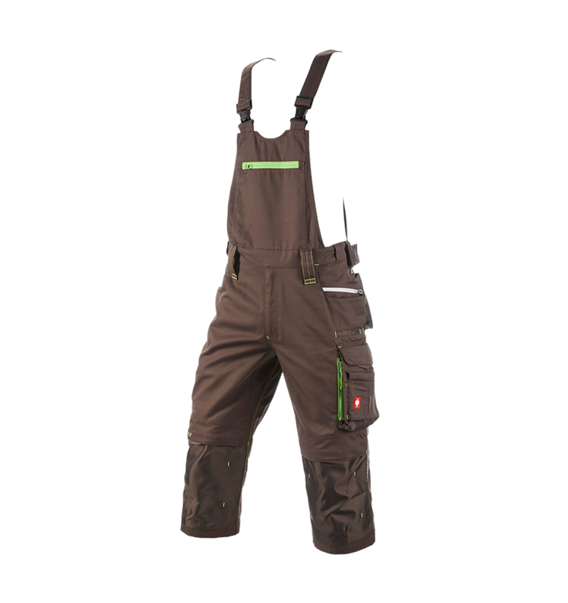 Pracovné nohavice: Pirátske nohavice s náprsenkou e.s.motion 2020 + gaštanová/morská zelená 2