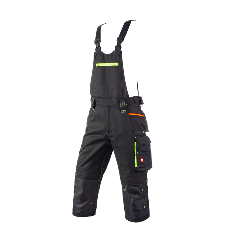 Pracovné nohavice: Pirátske nohavice s náprsenkou e.s.motion 2020 + čierna/výstražná žltá/výstražná oranžová 2