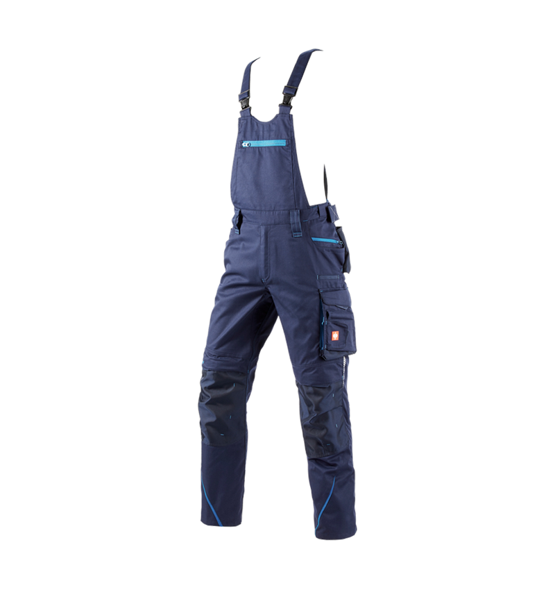Pracovné nohavice: Nohavice s náprsenkou e.s.motion 2020 + tmavomodrá/atolová 2