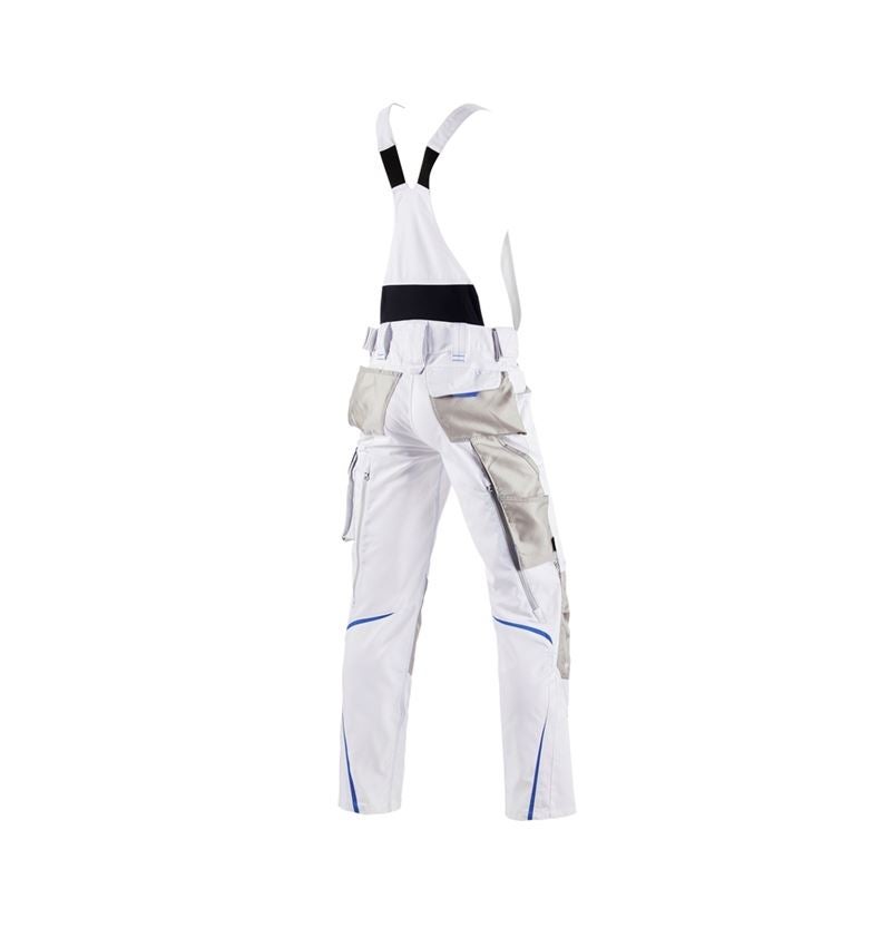 Pracovné nohavice: Nohavice s náprsenkou e.s.motion 2020 + biela/enciánová modrá 3