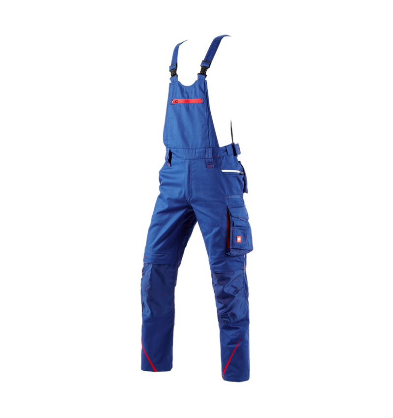 Inštalatér: Nohavice s náprsenkou e.s.motion 2020 + nevadzovo modrá/ohnivá červená 2