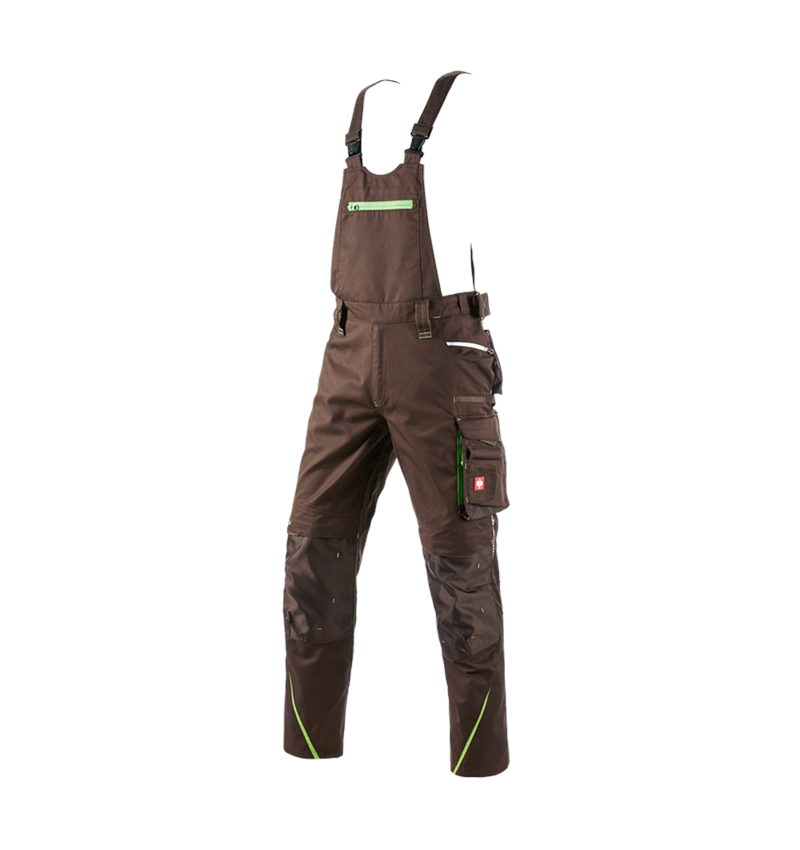 Pracovné nohavice: Nohavice s náprsenkou e.s.motion 2020 + gaštanová/morská zelená 2