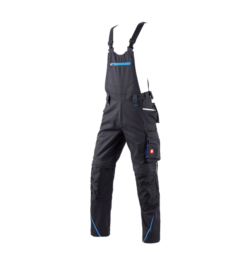 Pracovné nohavice: Nohavice s náprsenkou e.s.motion 2020 + grafitová/enciánová modrá 2