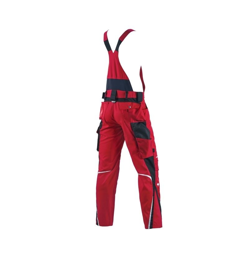 Pracovné nohavice: Nohavice s náprsenkou e.s.motion + červená/čierna 3
