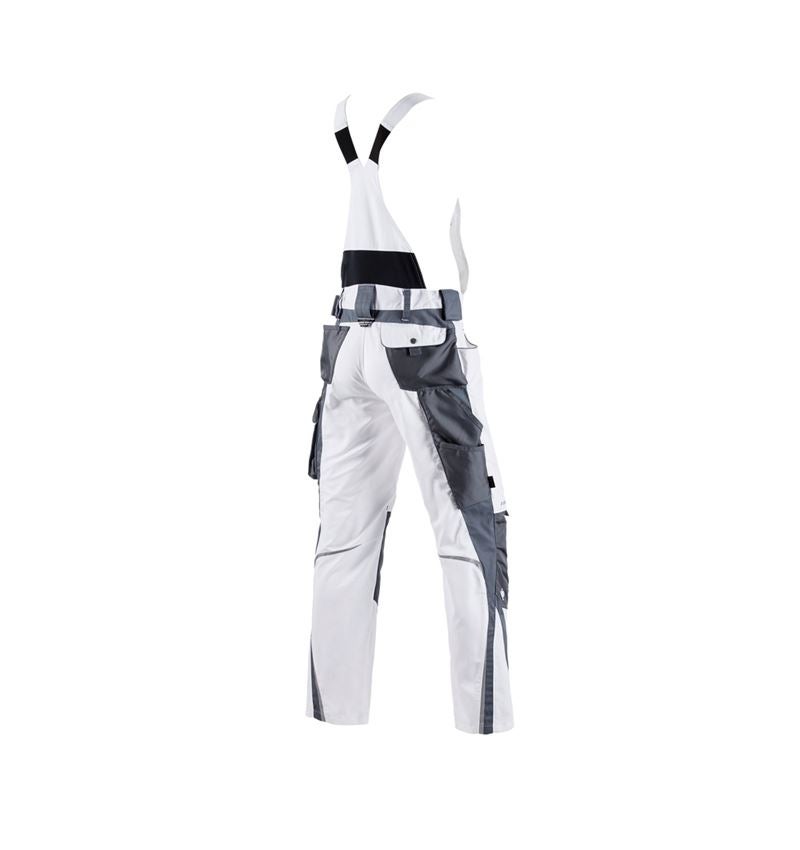 Pracovné nohavice: Nohavice s náprsenkou e.s.motion + biela/sivá 3