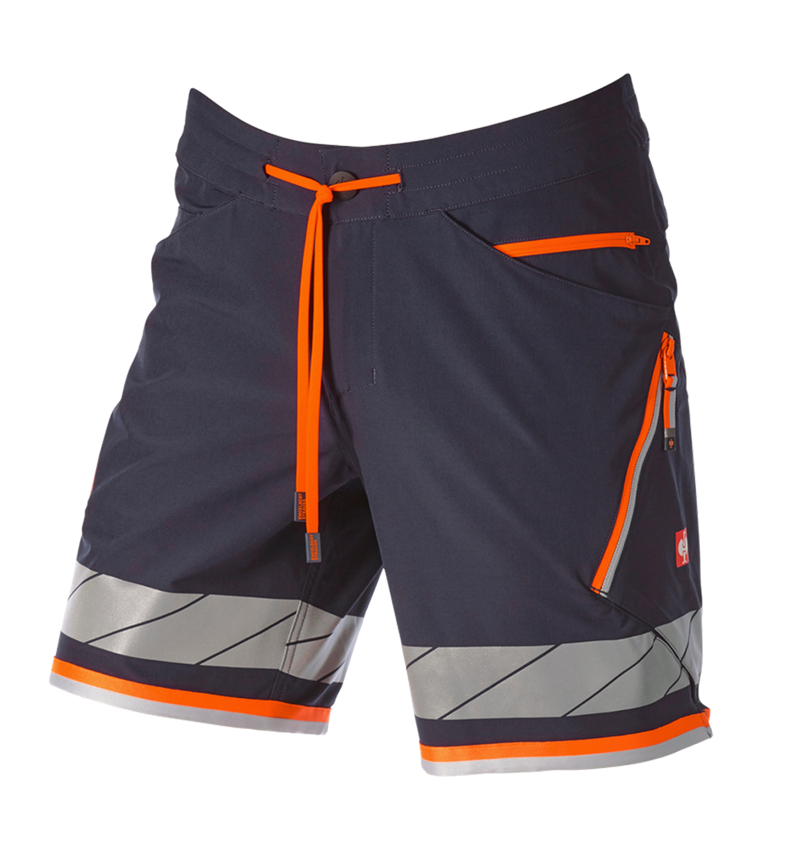 Pracovné nohavice: Reflexné funkčné šortky e.s.ambition + tmavomodrá/výstražná oranžová 7