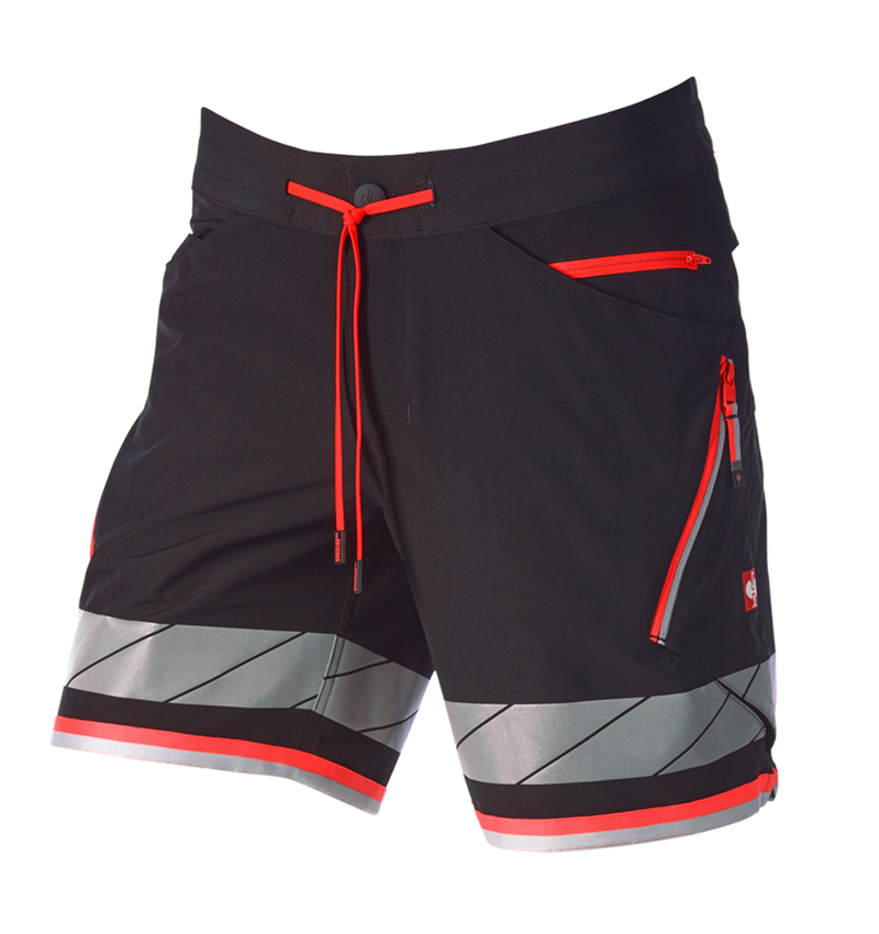 Pracovné nohavice: Reflexné funkčné šortky e.s.ambition + čierna/výstražná červená 5