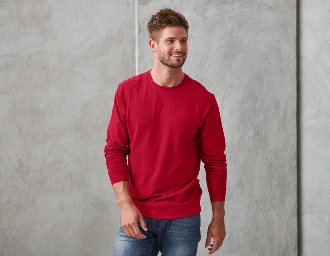 Tričká, pulóvre a košele: Tričko s dlhým rukávom e.s. cotton stretch + ohnivá červená