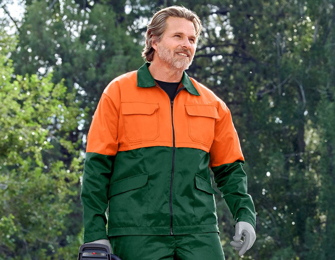 Oblečenie proti porezaniu: Lesnícka bunda Basic + zelená/oranžová