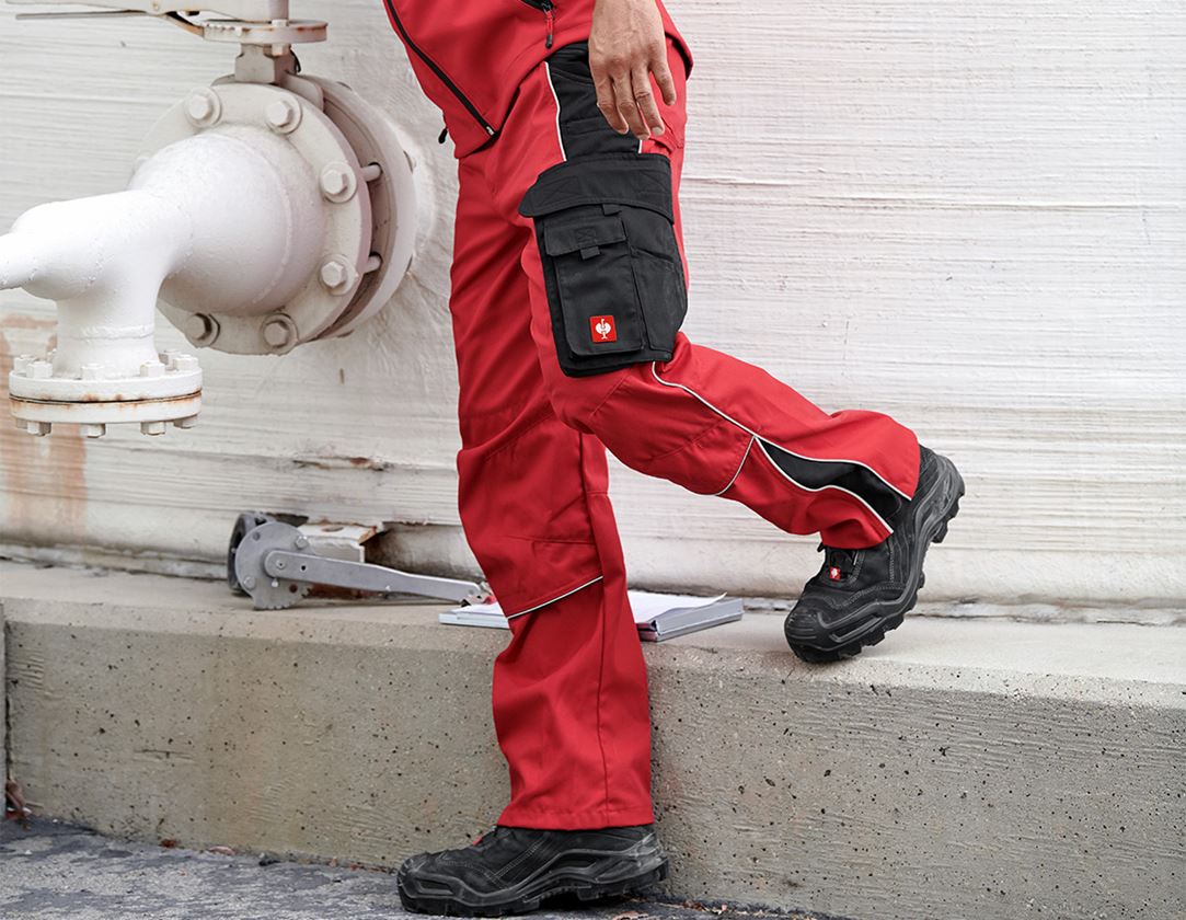 Pracovné nohavice: Nohavice do pása e.s.active + červená/čierna
