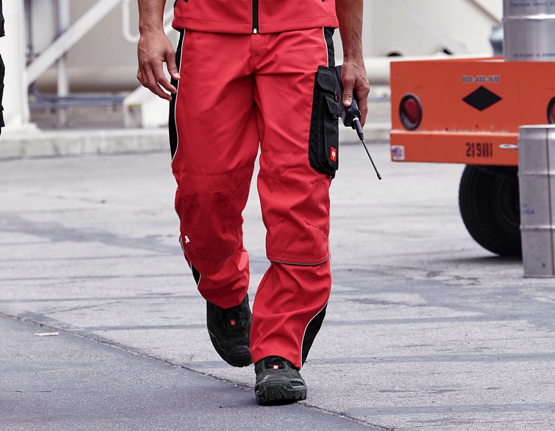 Pracovné nohavice: Nohavice do pása e.s.active + červená/čierna 1