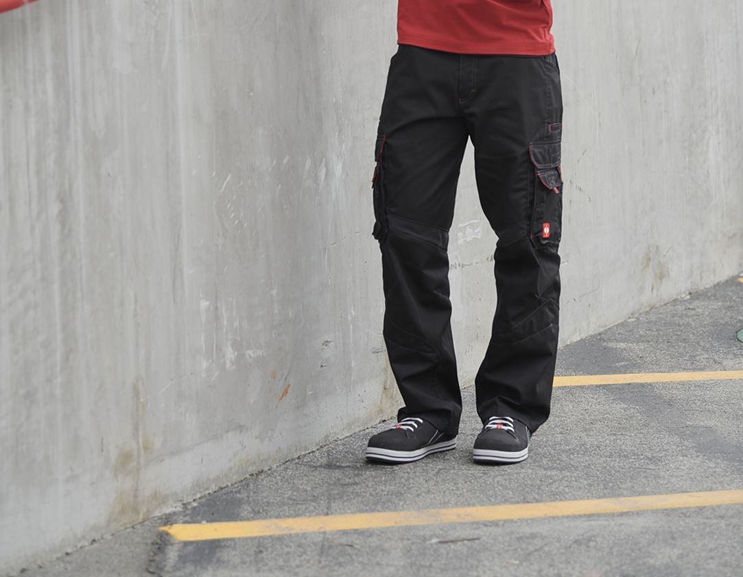 Pracovné nohavice: Nohavice do pása e.s.akzent + čierna/červená