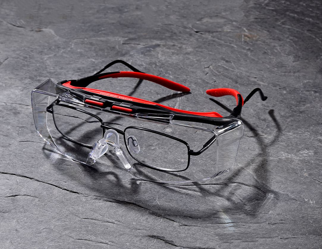 Ochranné okuliare: Ochranné okuliare/horné okuliare e.s. Loras + číra/červená/čierna