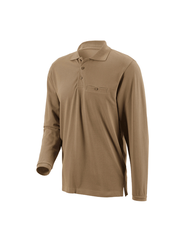 Tričká, pulóvre a košele: Polo tričko s dlhým rukávom e.s. cotton pocket + kaki