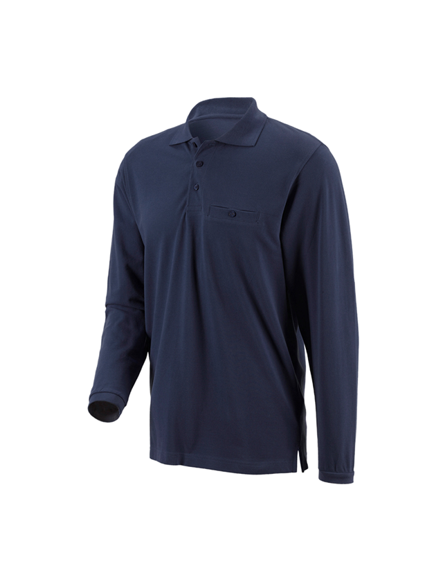 Tričká, pulóvre a košele: Polo tričko s dlhým rukávom e.s. cotton pocket + tmavomodrá