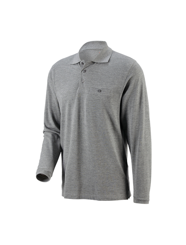 Tričká, pulóvre a košele: Polo tričko s dlhým rukávom e.s. cotton pocket + sivá melírovaná