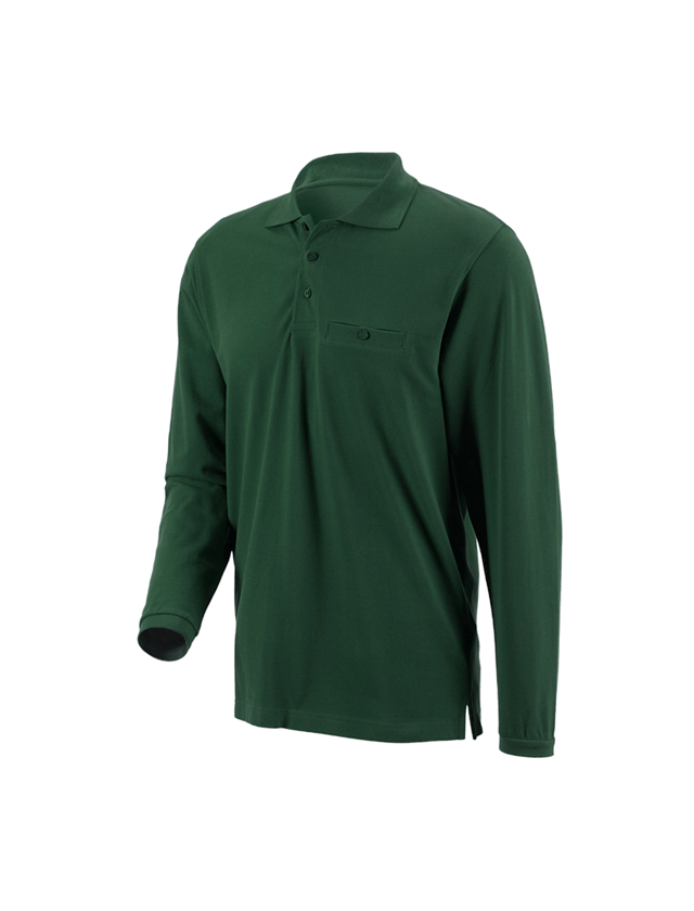 Lesníctvo / Poľnohospodárstvo: Polo tričko s dlhým rukávom e.s. cotton pocket + zelená