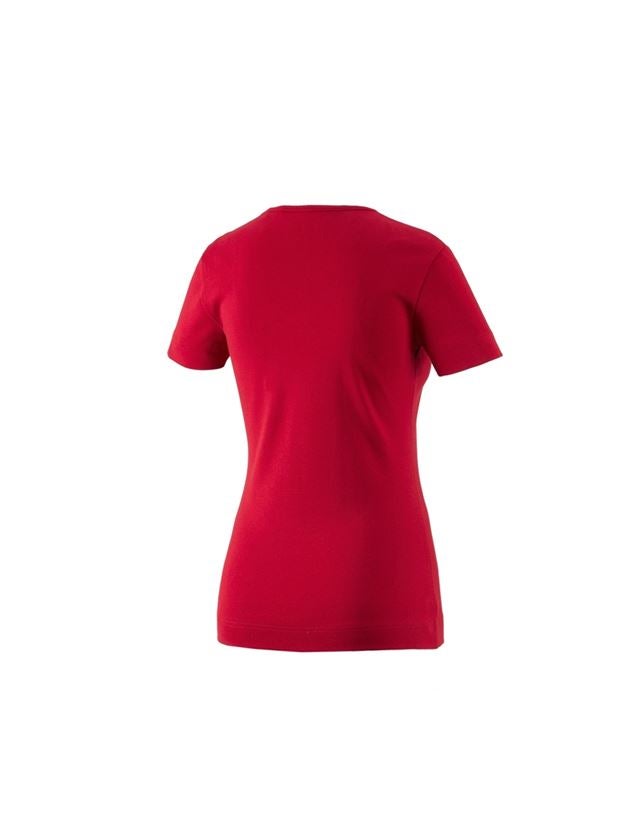 Tričká, pulóvre a košele: Tričko e.s.cotton, výstrih do V, dámske + ohnivá červená 1